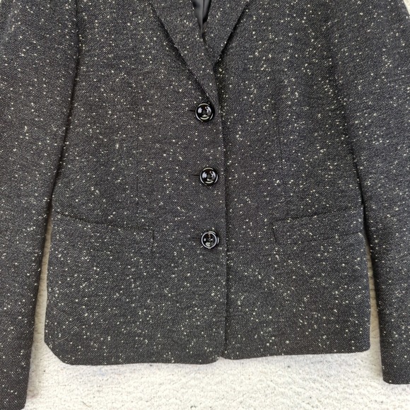 Vtg Talbots Collection Womens Black Speckled Tweed Blazer Jacket 4 Italian - Picture 9 of 12